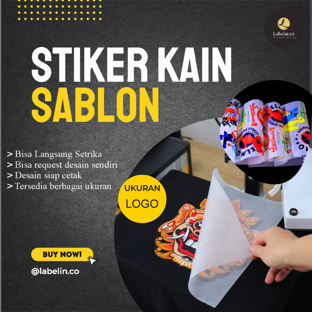 

Stiker Sablon Kain Custom // Stiker Sablon DTF siap press setrika //Premium Quality