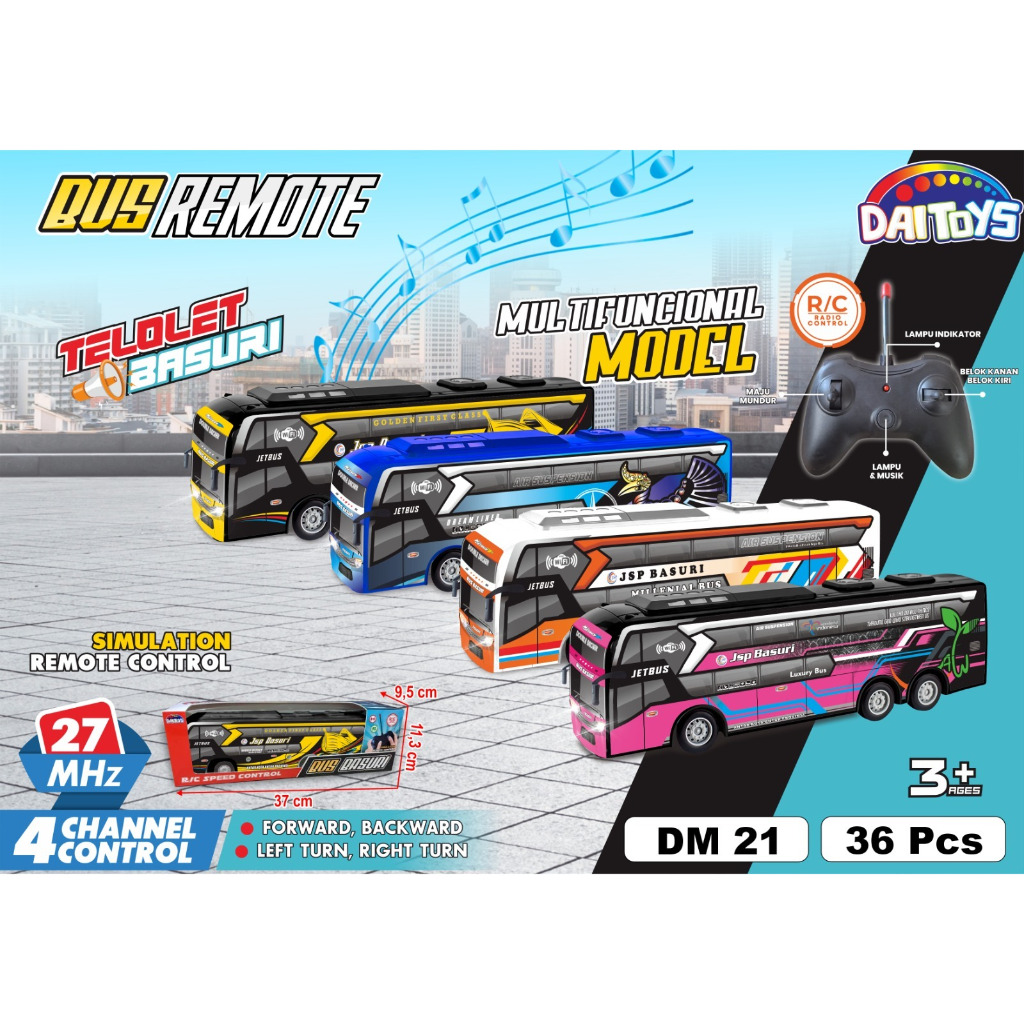 PROMO Mainan RC BUS BASURI Mainan Remot Kontrol BUS TELOLET Basuri