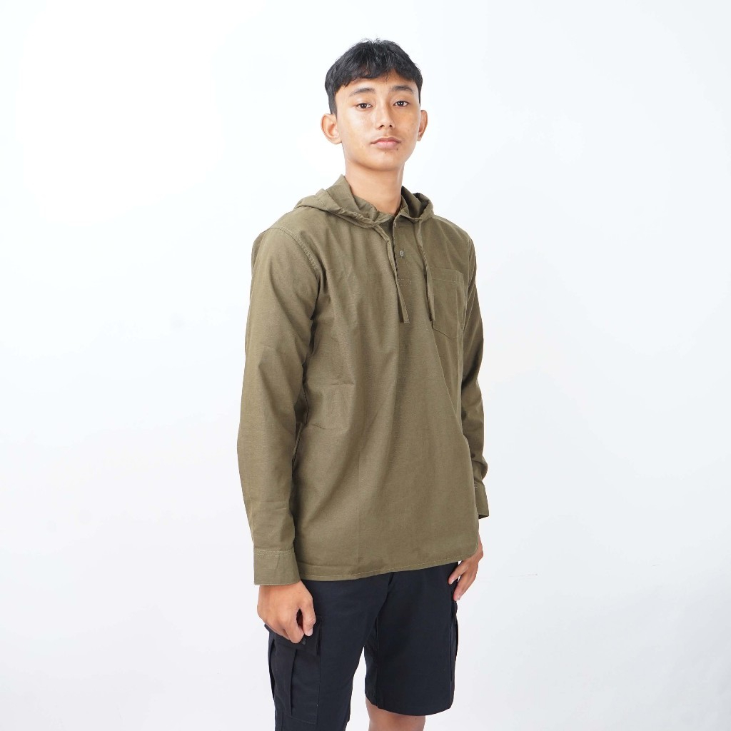 ORAQLE Shirt Kemeja Lengan Panjang Rookie Olive HoodieShirt