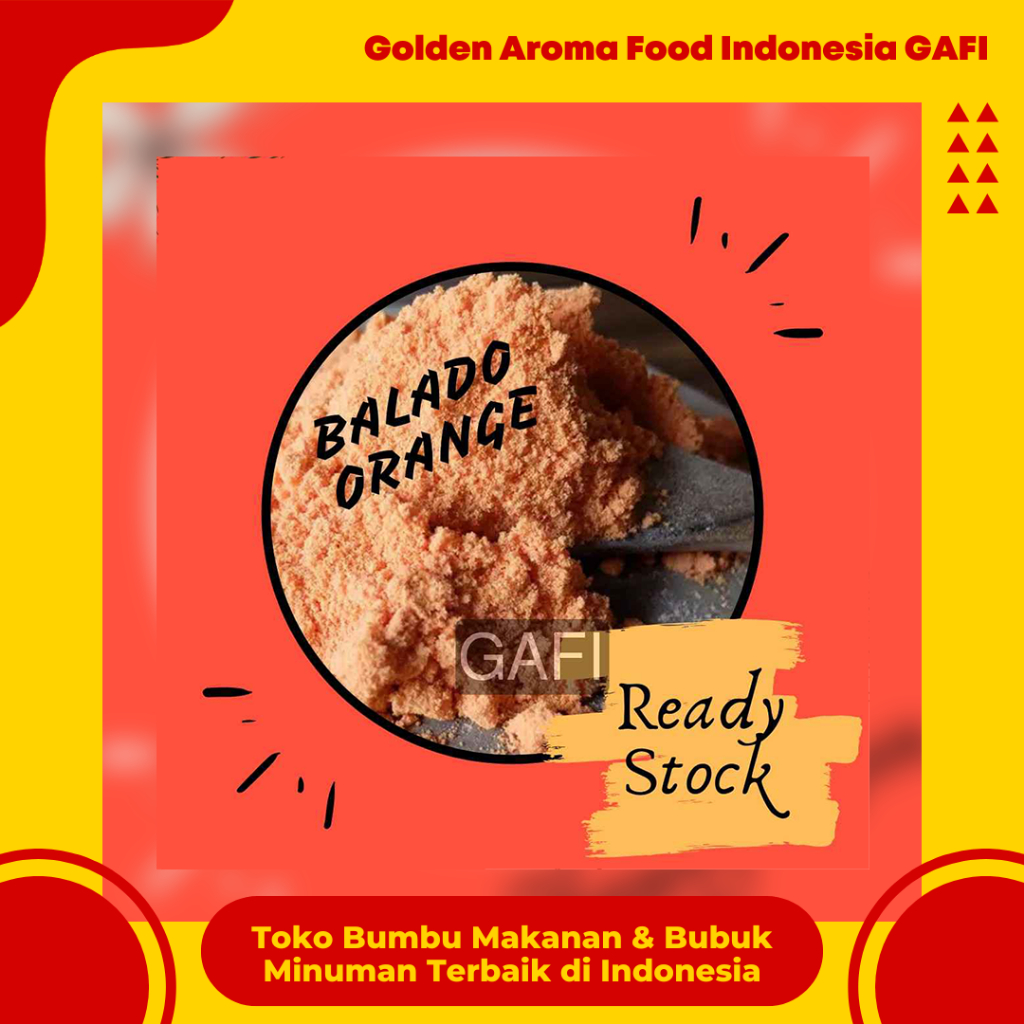 

GAFI Food Bumbu Tabur Rasa Balado Orange 1 kg Lezat Murah Halal, Orange Balado Flavor Seasoning Powder 1Kg