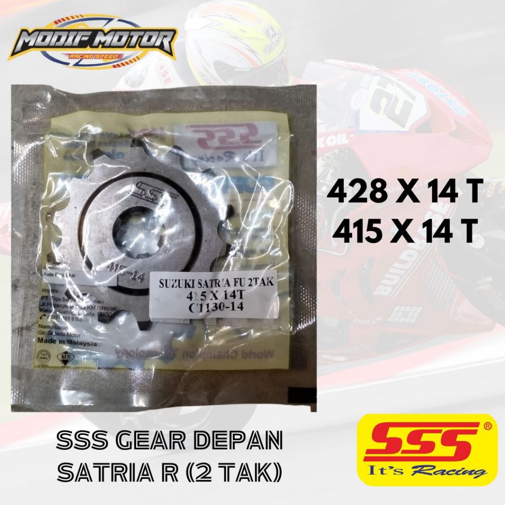 SSS GEAR DPN SATRIA R (2 TAK) GEAR DEPAN MOTORTipe 428 & 415