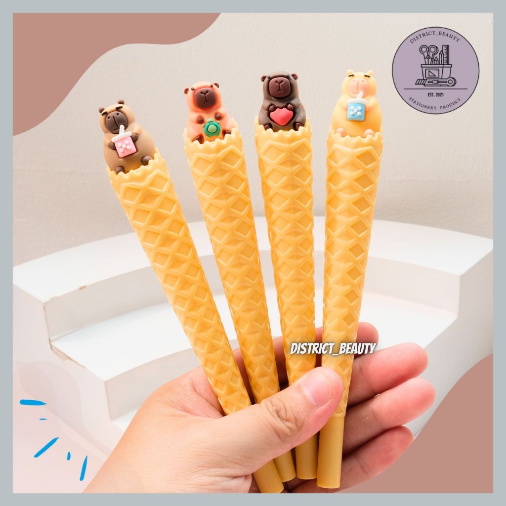 

PULPEN ICE CREAM CONE CAPYBARA PEN GEL ES KRIM CONE PULPEN CAPYBARA LUCU BENTUK ICE CREAM COKELAT TERMURAH