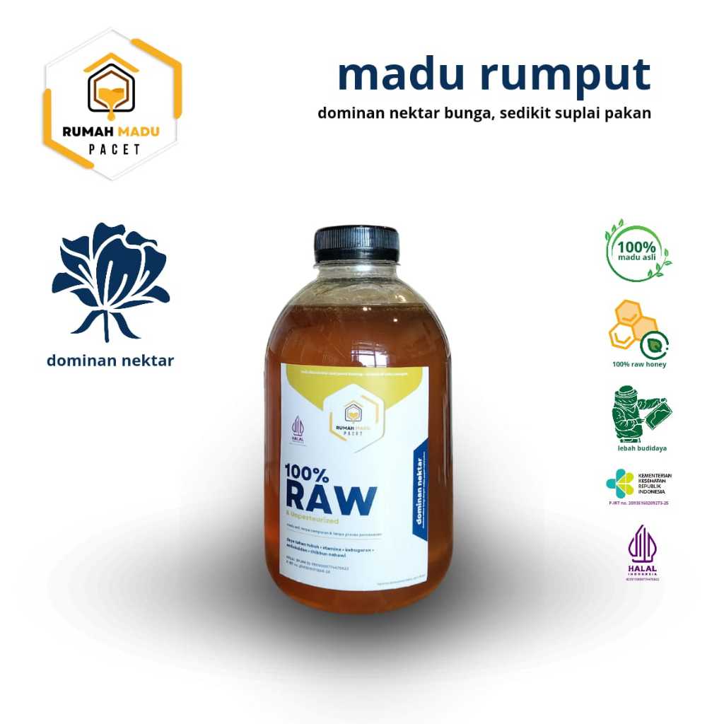 

Madu Budidaya Dominan Bunga Nektar Rumput (Panen Baru) 100% Pure Raw Honey Rumah Madu Pacet