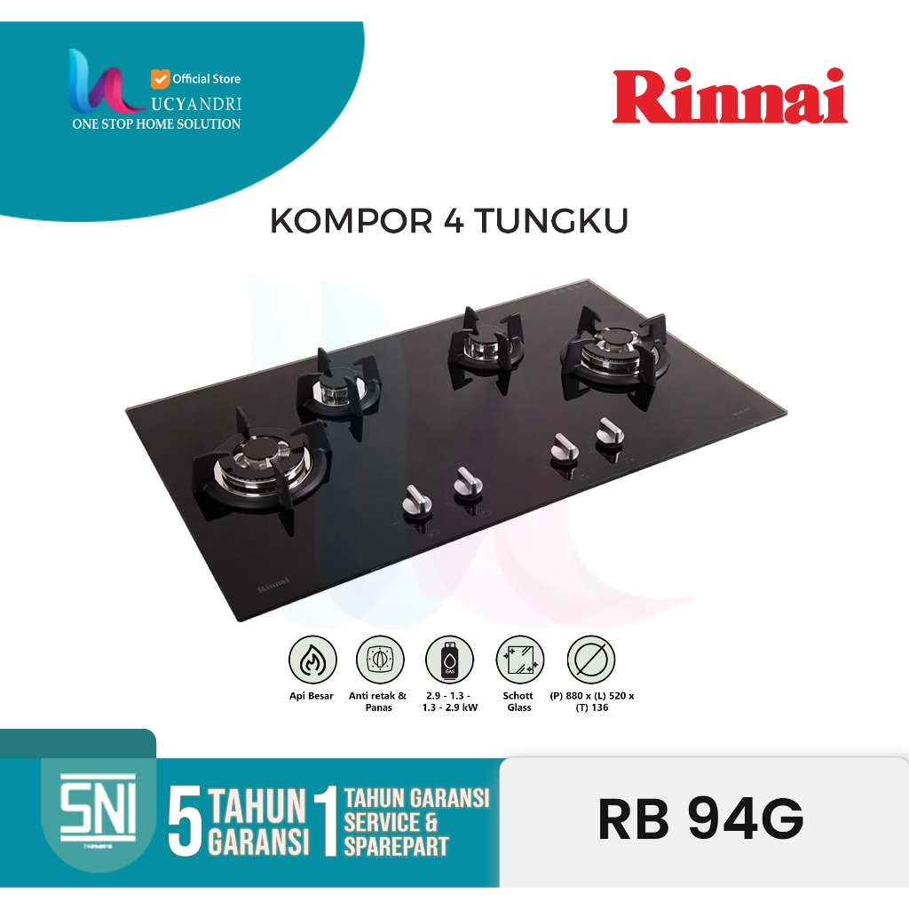 Rinai Kompor Gas Tanam 4 Tungku Rinnai RB-94G / RB 94 G
