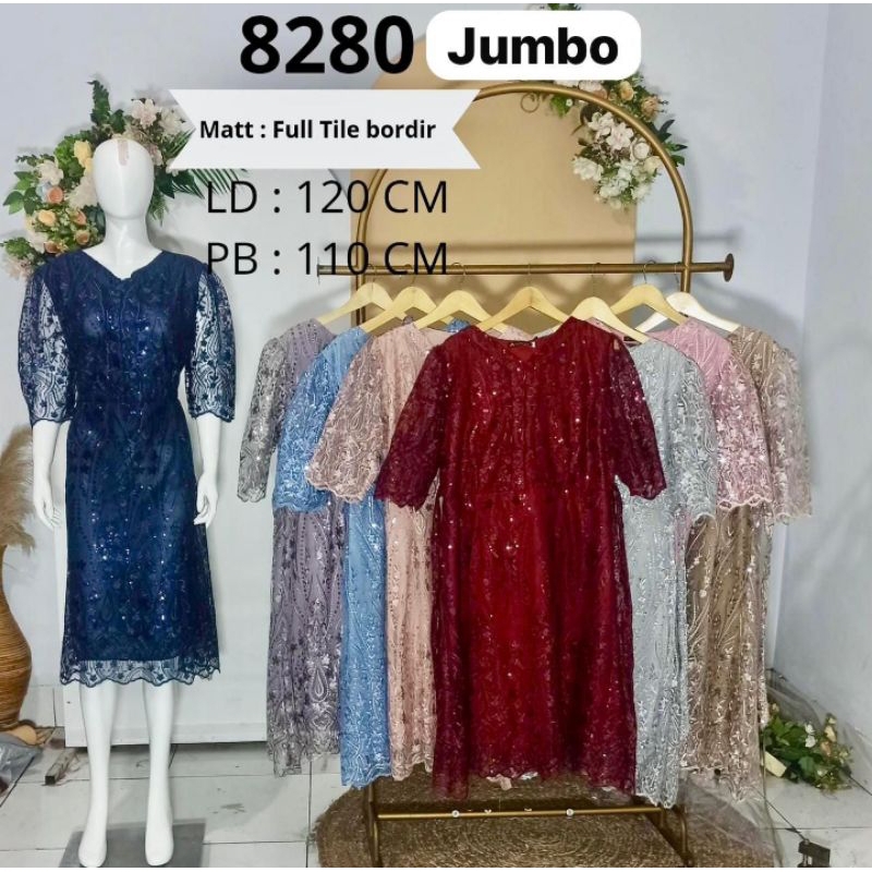 Dress tile bordir/ dress natal jumbo/ dress tile jumbo/ dress natal bigsize/ dress pesta jumbo
