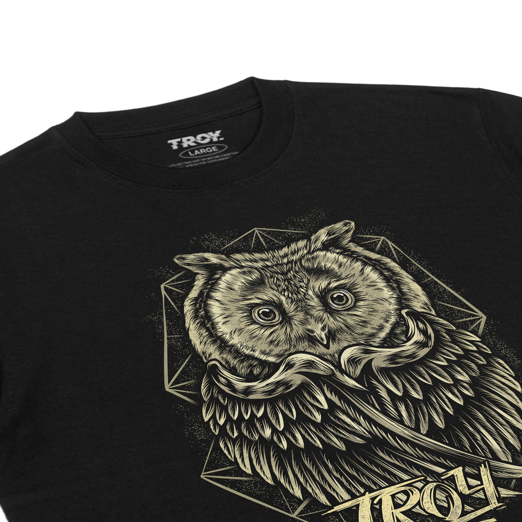 Troy Company Tshirt Black La Geometric Owl - Kaos Pria Lengan Pendek Hitam MT 2859