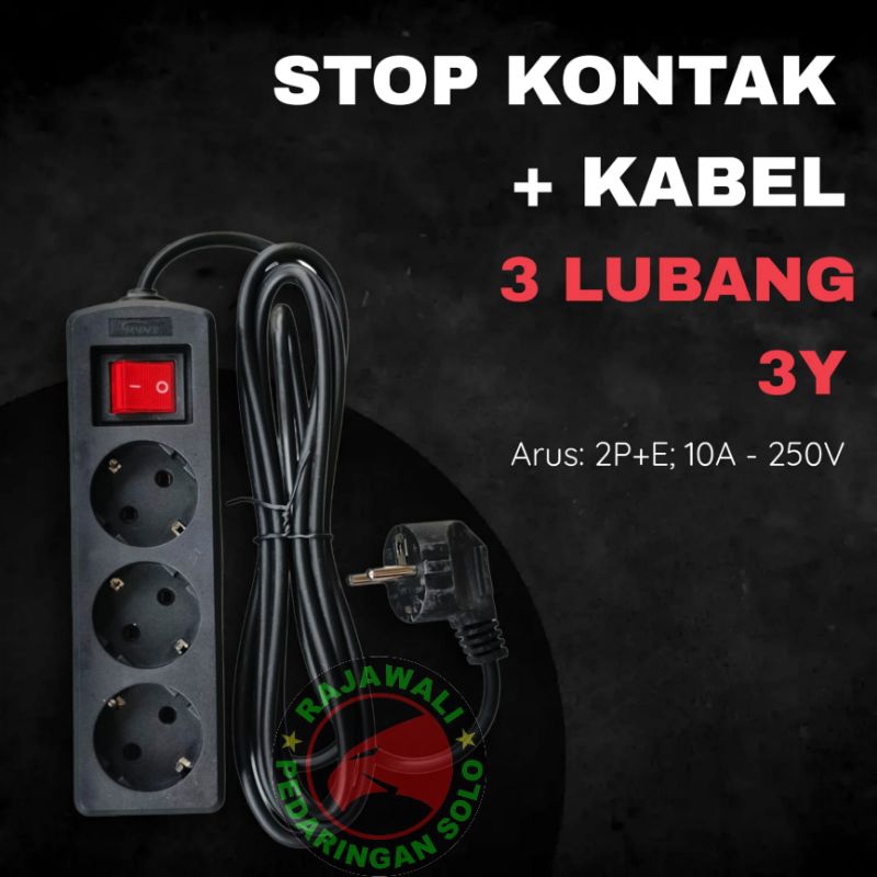 Kabel Olor Lubang 3 Stop kontak dengan Kabel