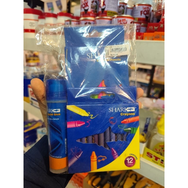 

PAKET SHARK PROMO (Krayon isi 12 + Pensil Warna 12 + Lem Kertas 50 ml)
