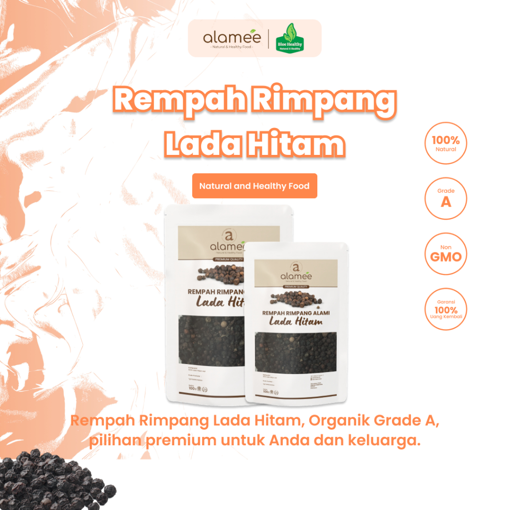 

ALAMEE Lada Hitam Biji Organik Utuh Whole Black Pepper Blackpepper Rempah Rimpang Organik Alami All Variant