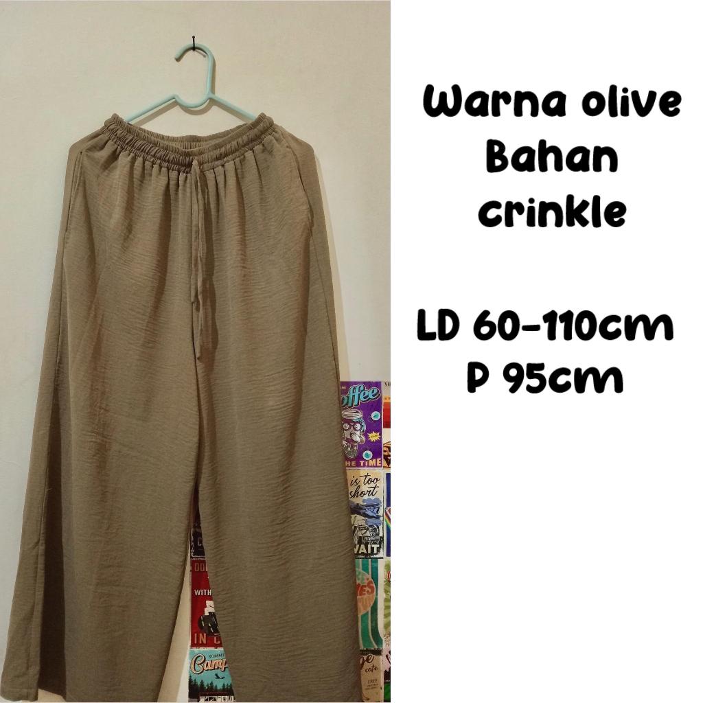 Celana Kulot Crinkle Olive