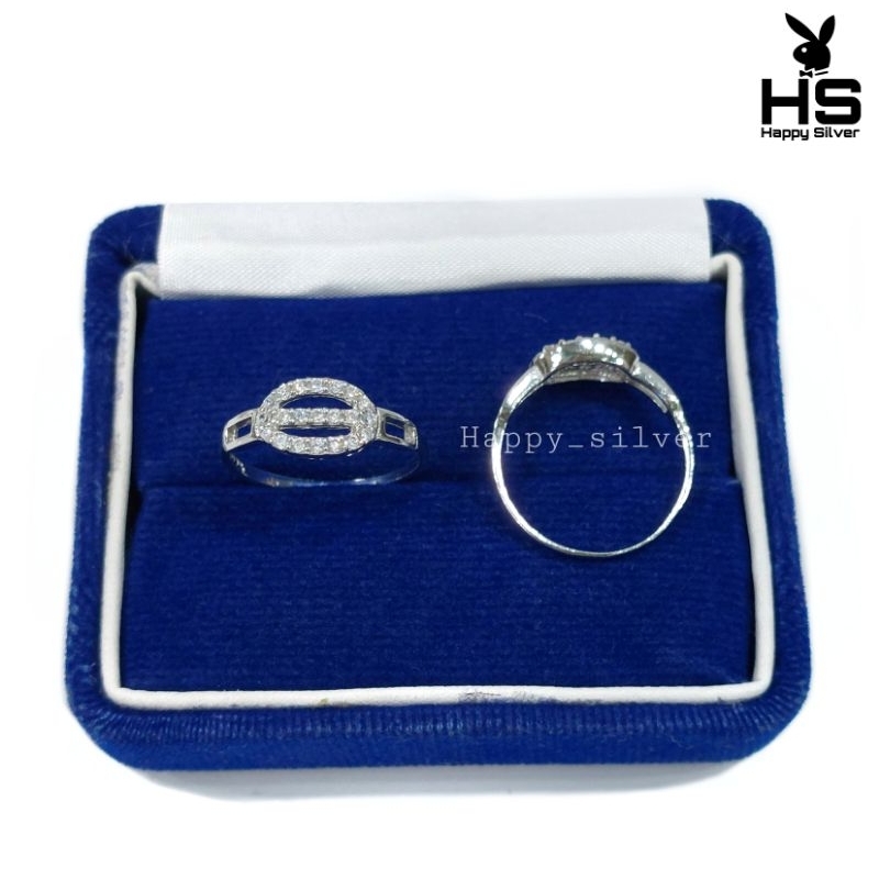 Cincin Perak wanita Asli Silver 925 Lapis Emas Putih Model Permata  - Perhiasan Perak Wanita Ada Sur