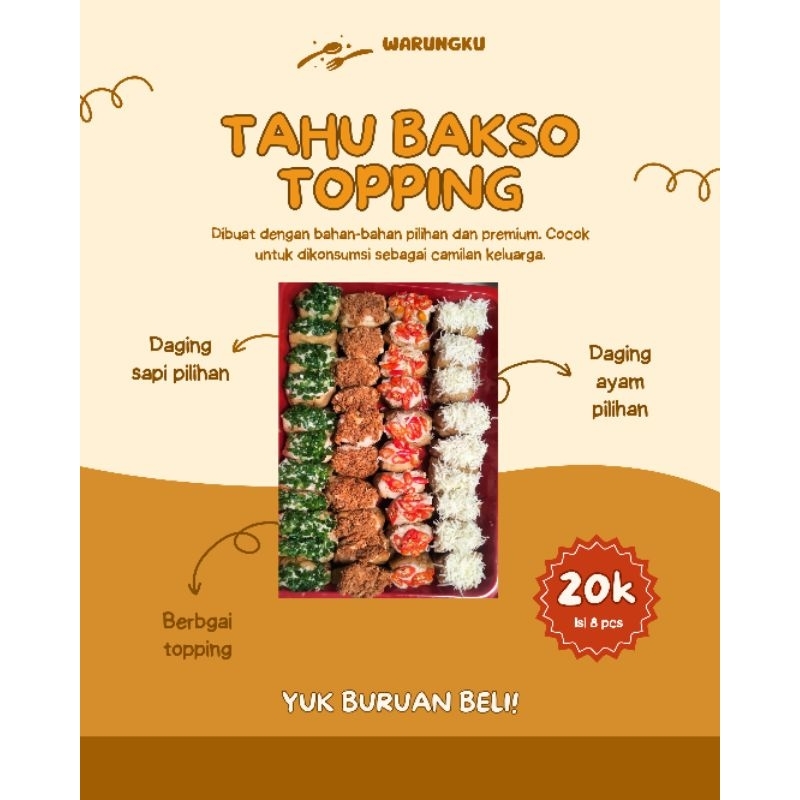 

Tahu Bakso Topping isi 8 Mix Free Saos Bangkok