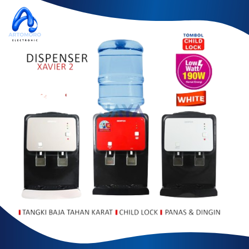 DENPOO Dispenser Air Galon Atas Low Watt XAVIER2 Panas Dan Normal