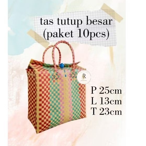tas anyaman tutup besar/tas belanja/tas hampers/tas parcel/tas anyaman plastik