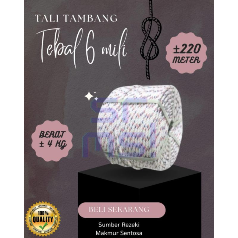 

TALI TAMBANG PLASTIK 6 MILI 1 ROLL 220 METER / TALI TAMBANG 6 MILI 1 ROLL / TAMBANG 6 MILI 1 ROLL