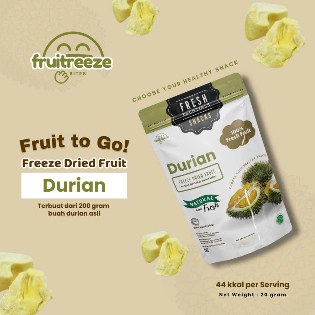 

Fruitreezebites Freeze Dried Durian - Snack Buah Kering Durian - 20gr