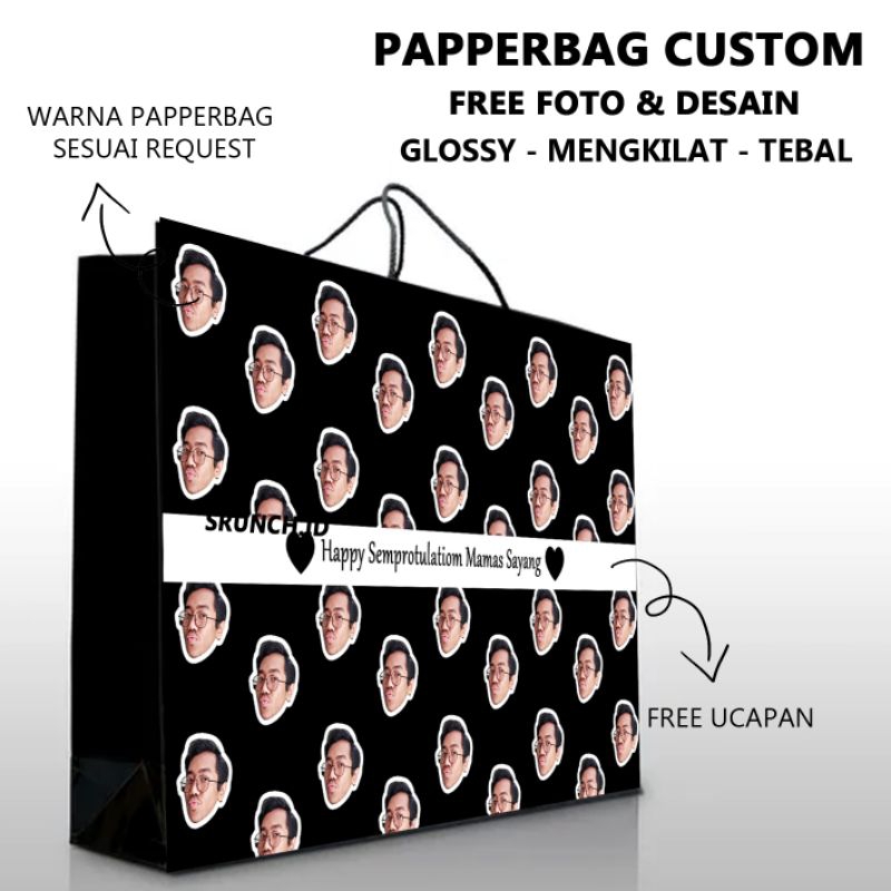 

[1PCS] PAKET PAPPERBAG + THANK CARD//CUSTOM FOTO // FULL COLOUR BISA DIUBAH // BAHAN TEBAL MENGKILAT// FREE DESAIN// FREE FOTO