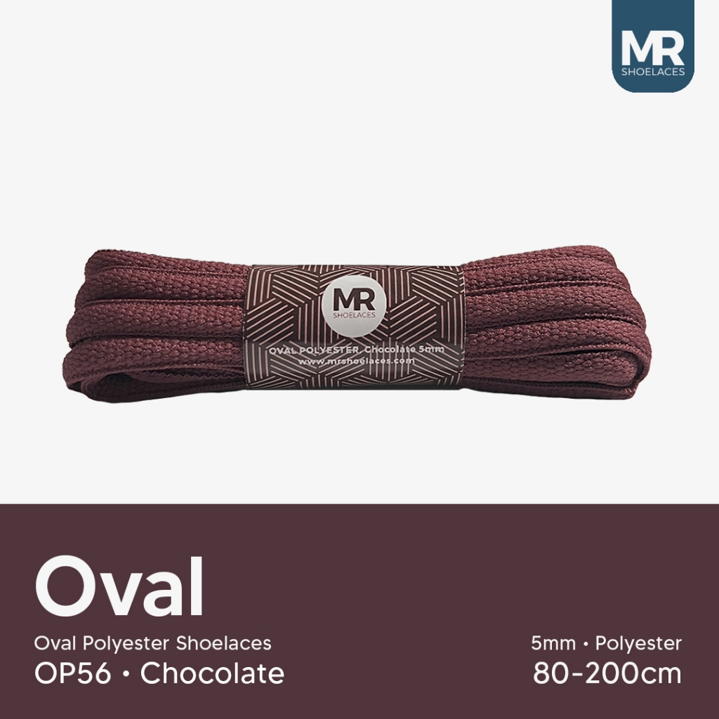 MR Shoelaces OP56 Chocolate (Coklat) Tali Sepatu Polyester Oval 5mm - Panjang Tali 80cm 90cm 100cm 1