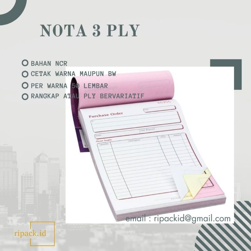 

Cetak Nota Bon 1 Folio 3 Rangkap / Ply