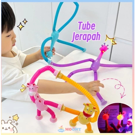 Mainan Anak Tabung Teleskopik Pop Tabung Fidget Toys Giraffe Tube Toys Telescopic