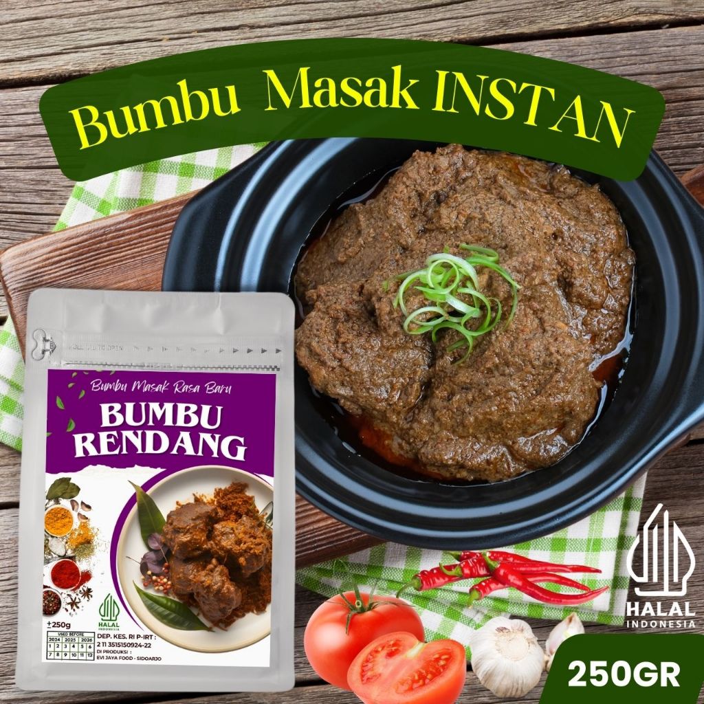 Bumbu Basah Instan Rasa RENDANG, Kemasan 250gr, Bumbu Praktis, Bumbu Masak, Bumbu Jadi