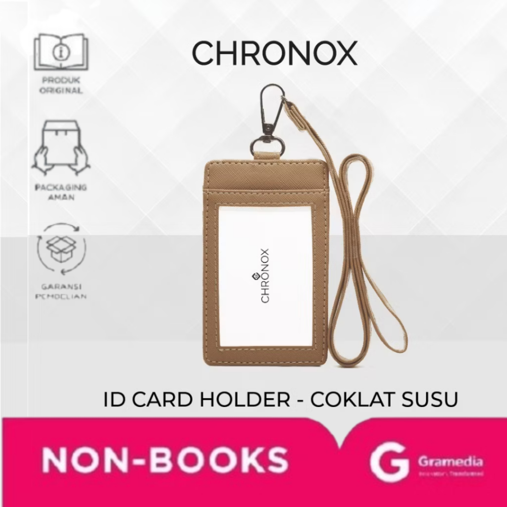 

Gramedia Yogya - CHRONOX Lanyard Pria Wanita Kulit Saffiano ID COKLAT SUSU