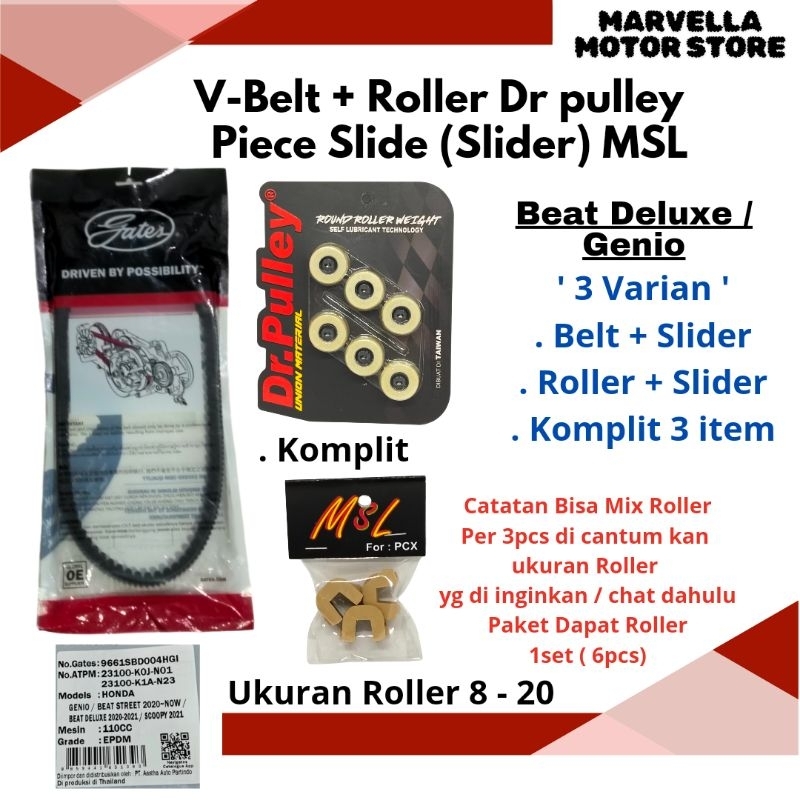 Paketan Vanbelt Roller Piece slide Beat Deluxe Genio