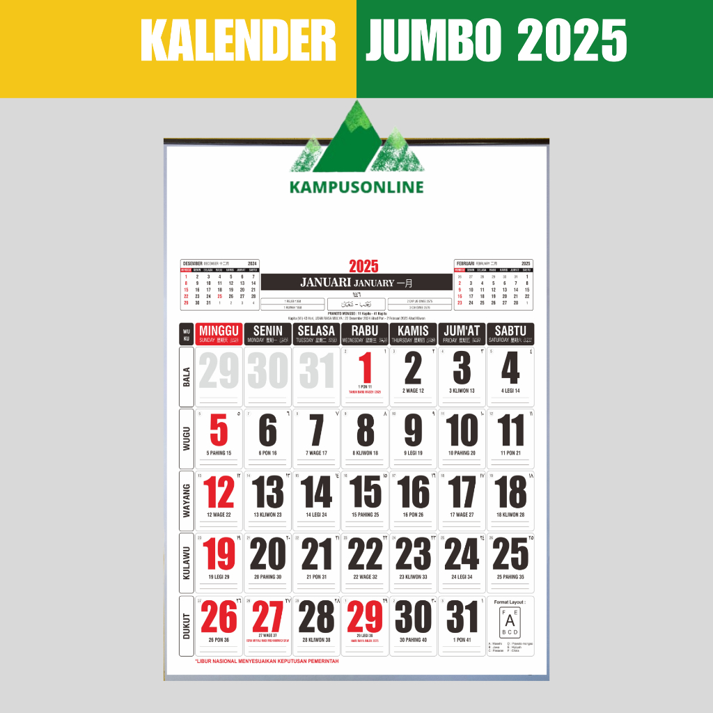 

PROMO KALENDER DINDING 2025 46 CM x 64 CM BESAR MURAH EDISI TERBARU