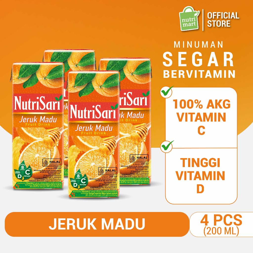 

4 Pack - NutriSari RTD Squeezed Orange 200 ml - Minuman Jeruk Peras Vitamin C