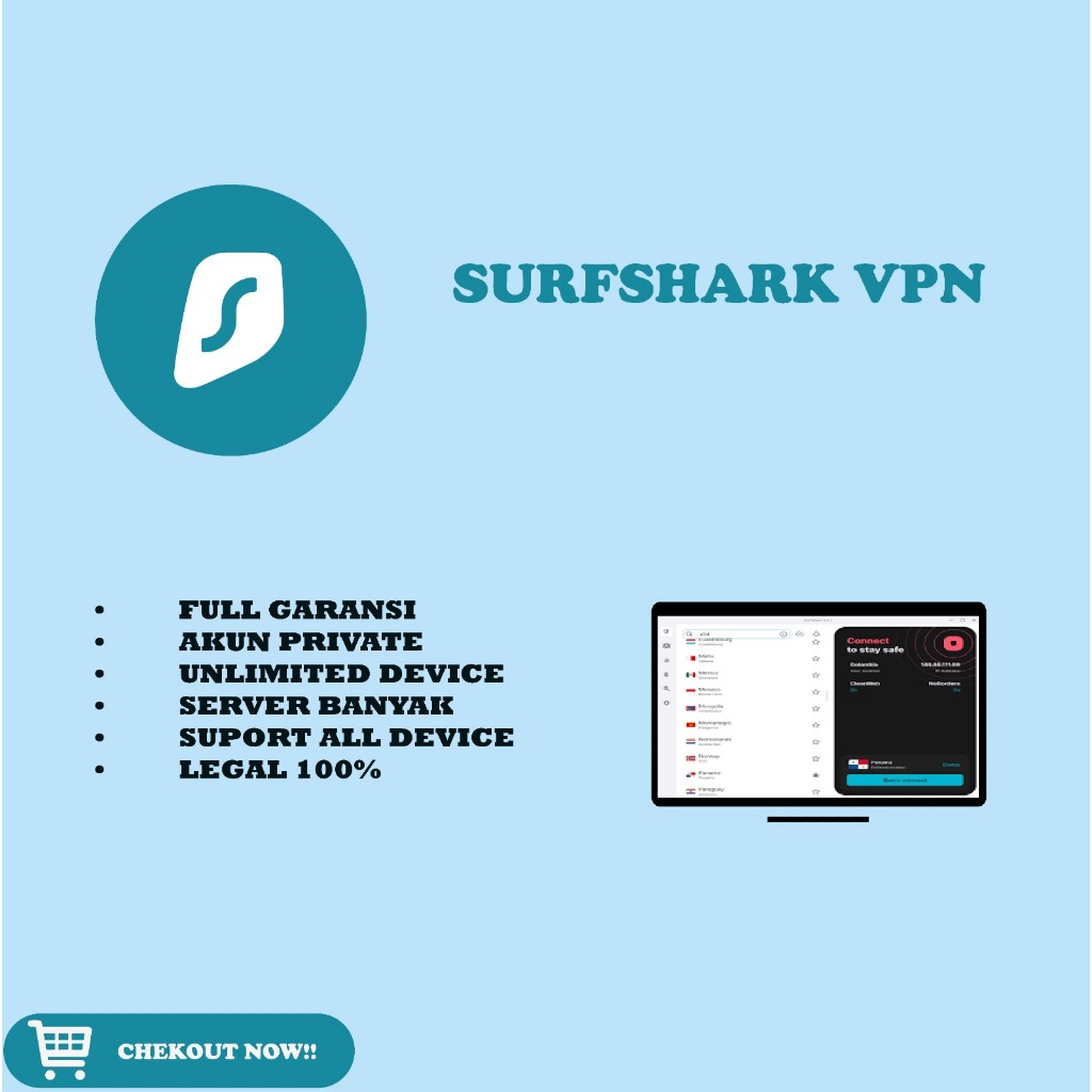 SOFTWARE SURFSHARK VPN FULL GARANSI | SURFSHARK VPN PREMIUM PRIVATE UNLIMITED DEVICE