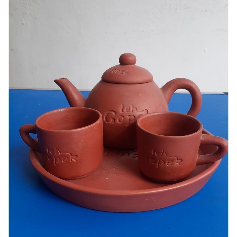 Poci Teh Set Tanah Liat Teh Gopek