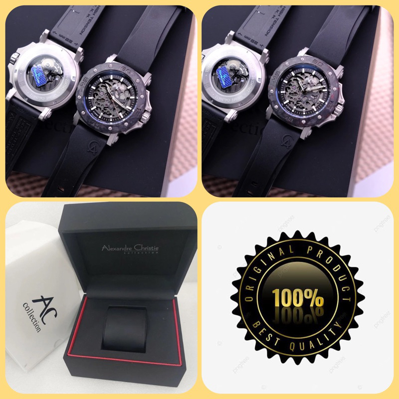 JAM TANGAN ALEXANDRE CHRISTIE COLLECTION PRIA AC 9205 MT / AC 9205 / 9205 ORIGINAL AUTOMATIC SKELETO