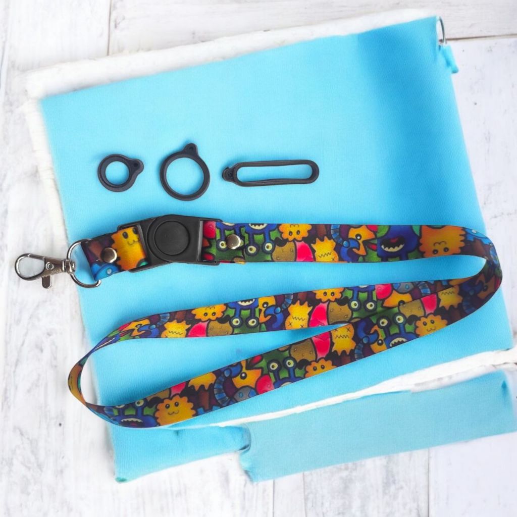 

Lanyard 2 Cm Motif DOODLE BINTANG YELLOW Name Tag Bonus 3 Karet