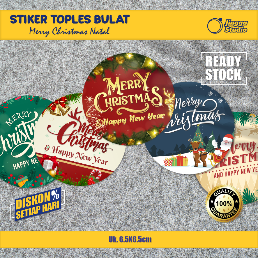 

Stiker Bulat Merry Christmas Natal isi 20