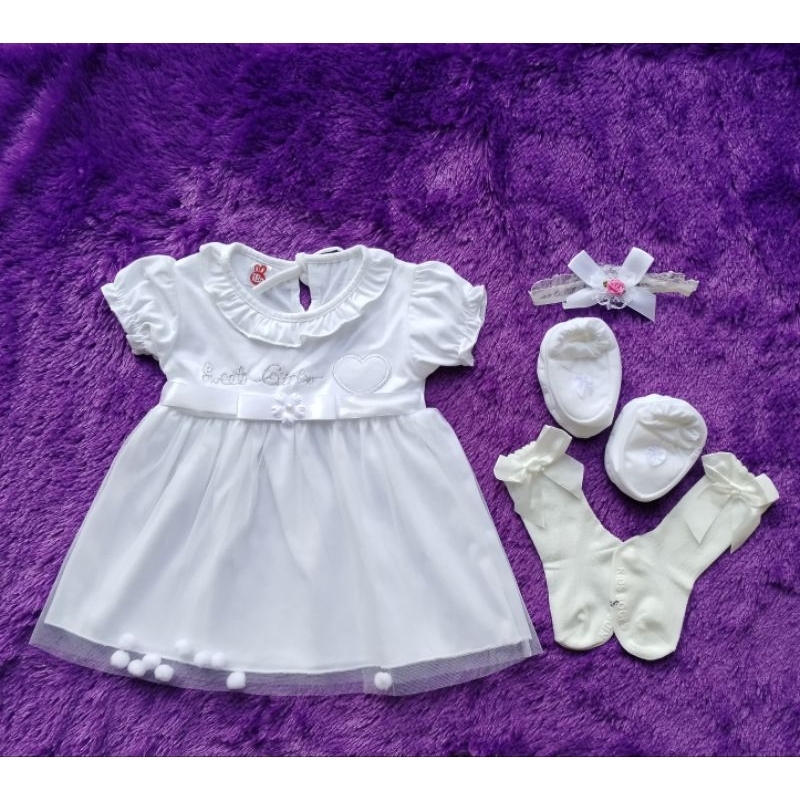 Baju Bayi Perempuan 0-12 Bulan/Dress Bayi Putih/Dress 1 Set /Dress Bayi korea/kado bayi/PURPLE BABY