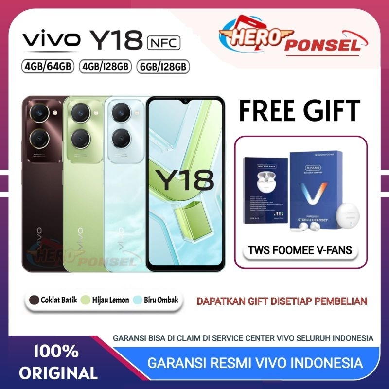 VIVO Y18 RAM 4/64GB NFC | VIVO Y18 4/128GB | VIVO Y 18 RAM 6/128GB GARANSI RESMI VIVO