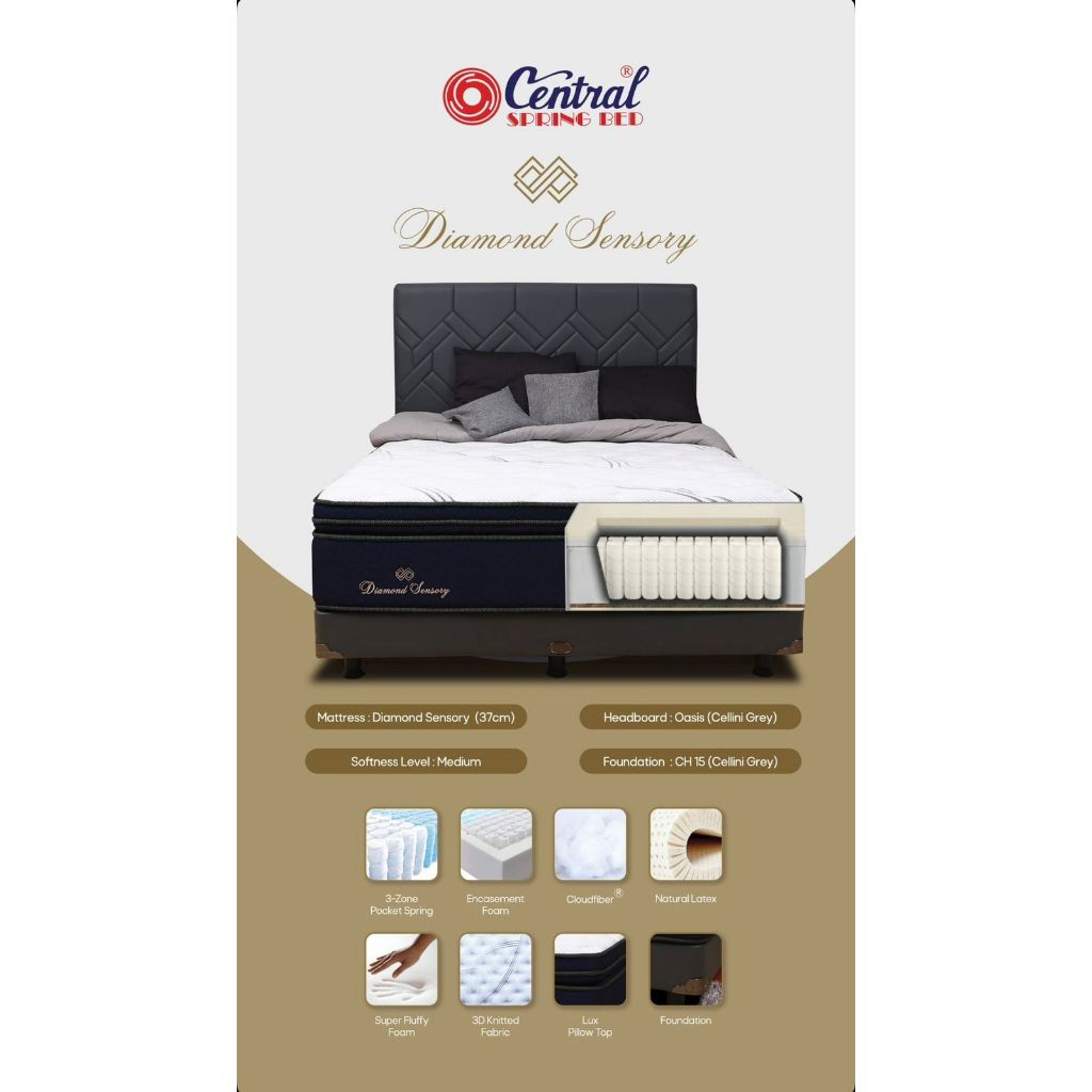 Matras Diamond Sensory 3 Zone Pocket Spring 5 Star by Central Gold Premium Class