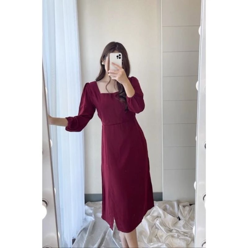 Dress Merah Maroon