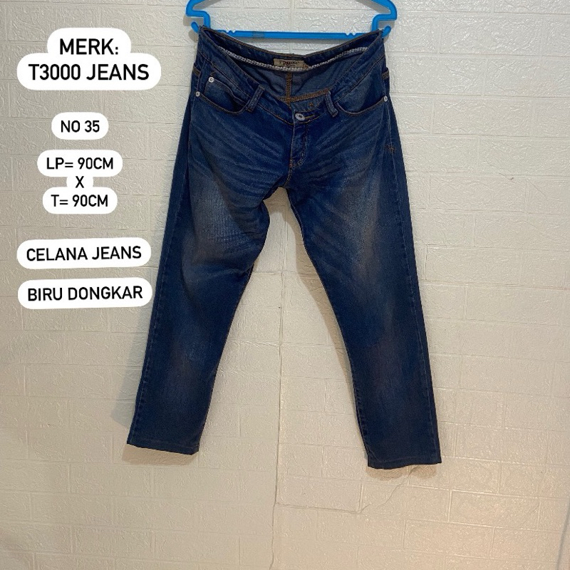 PRELOVED T3000 JEANS ORI CELANA JEANS BIRU DONGKAR (No 35) (LP=90cm x T=90cm)