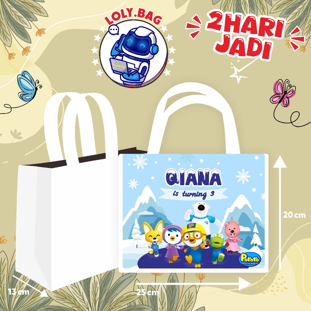 

Tas Ultah / Tas Ulang Tahun Murah/Goodie bag murah/souvenir ultah/Tas tema Pororo