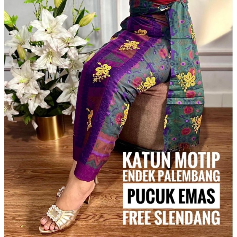 kain kamen bali endek katun palembang pucuk emas plus selendang