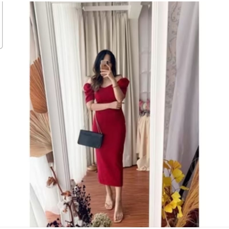 Dress Korea Wanita Premium Bodycon / Dress Wanita Span Midi || Sarang Outfit 사랑해