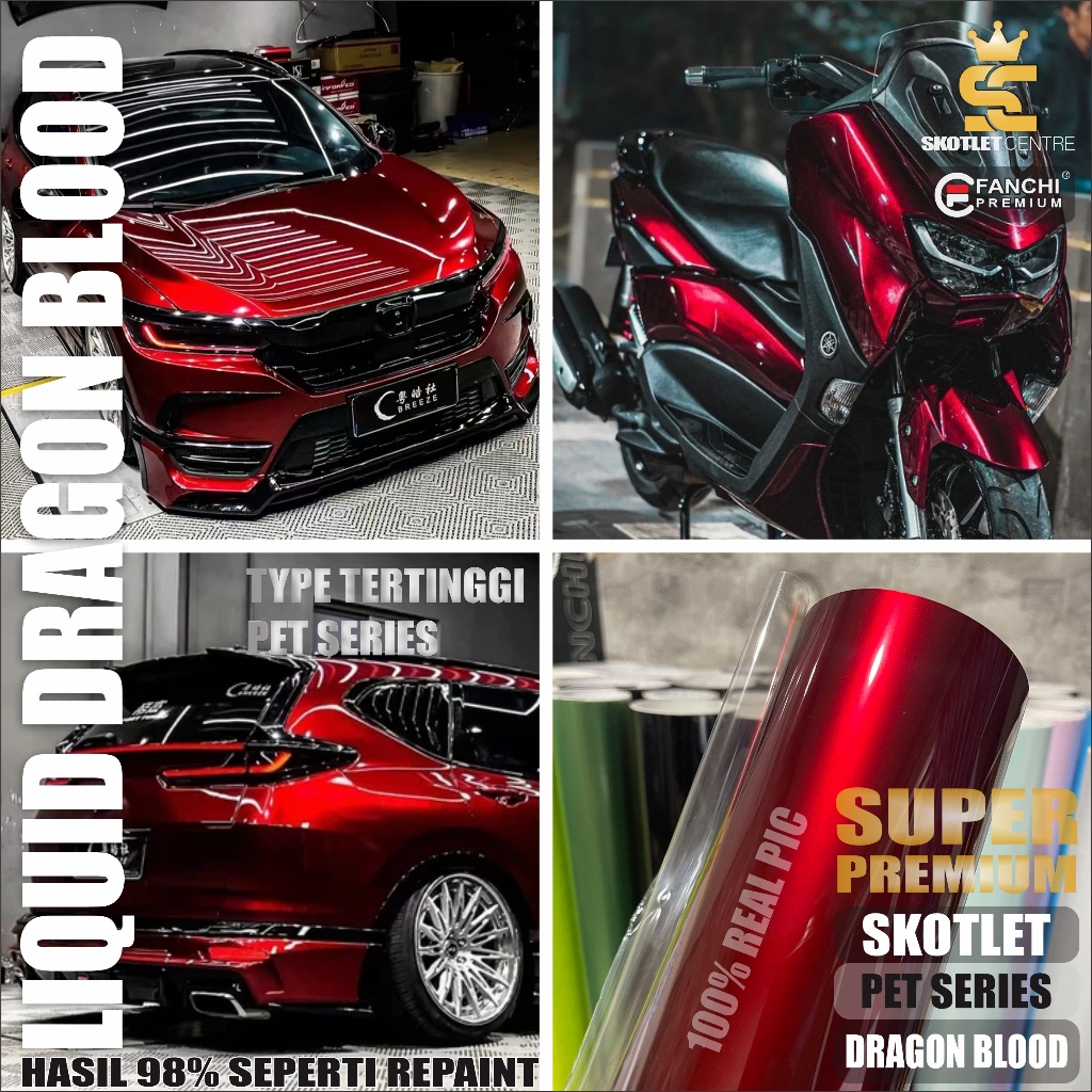 Skotlet Motor Dragon Blood Red Scotlet Merah Mazda Lembayung Hitam Stiker Seri PET Premium Skotlite 