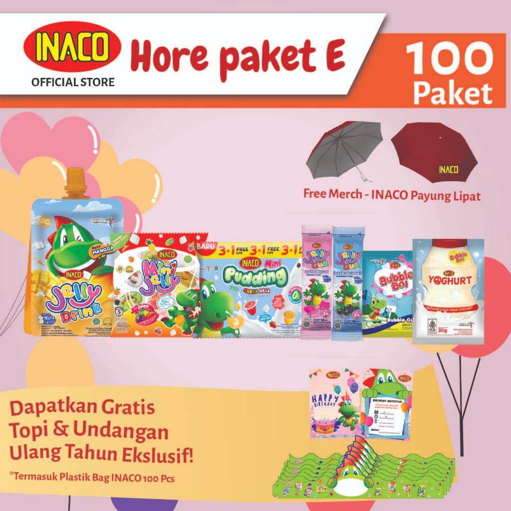 

INACO Paket Hore Ulang Tahun - Free Merch Payung INACO