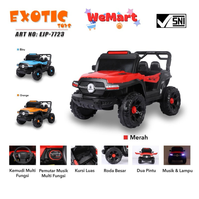EJP 7723 EXOTIC KIDS RECHARGEABLE CAR // Mainan Mobil Aki Anak Model Jeep Dilengkapi Musik // Ejp-77