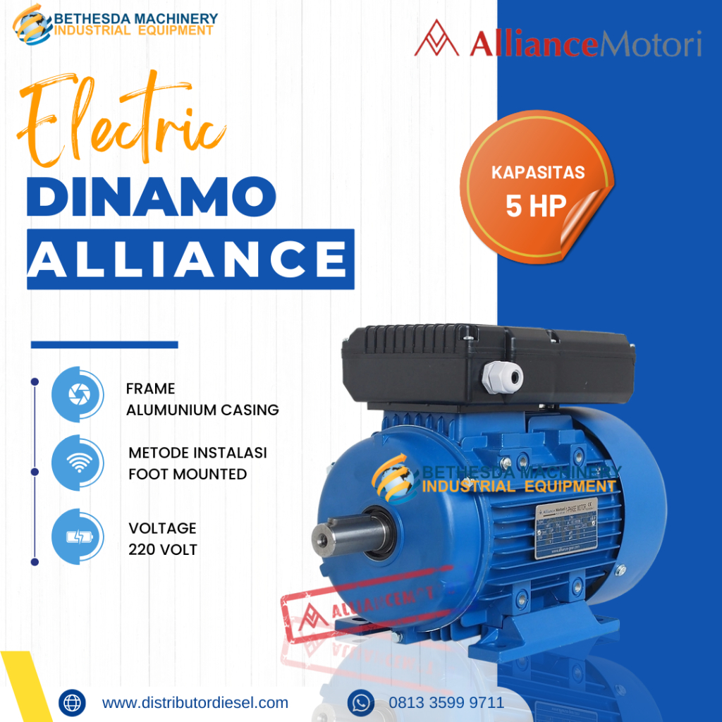 electro motor 7.5 hp 5.5kw 1 phase motor listrik alliance dinamo penggerak