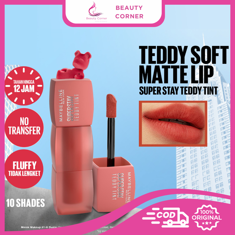 Maybelline Superstay Teddy Tint - Teddy Soft Matte Tahan 12 Jam Lipcream Lipstick Perfect Lip Tint