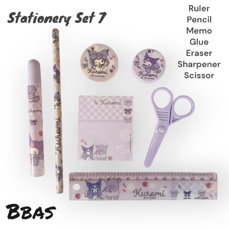 

Kuromi Stationery Set 7 pcs - Adinata / Paket Alat Tulis / Alat Tulis Karakter - Adinata 2432-2762