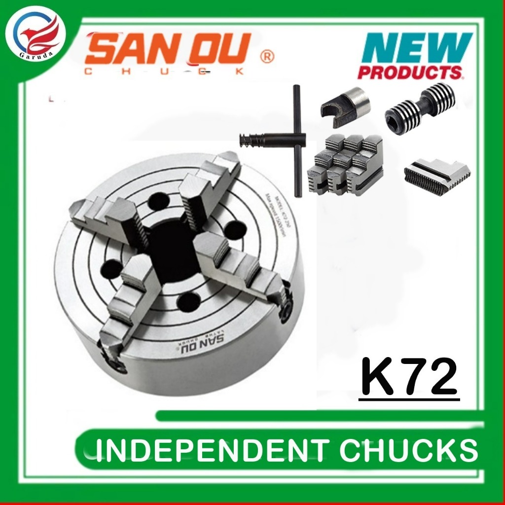 K72-250 Chuck Bubut 10" 4 Jaw K72-200 Claw 8 Inchi Cekam Kaki 4 Independent Chuck bubut manual berge