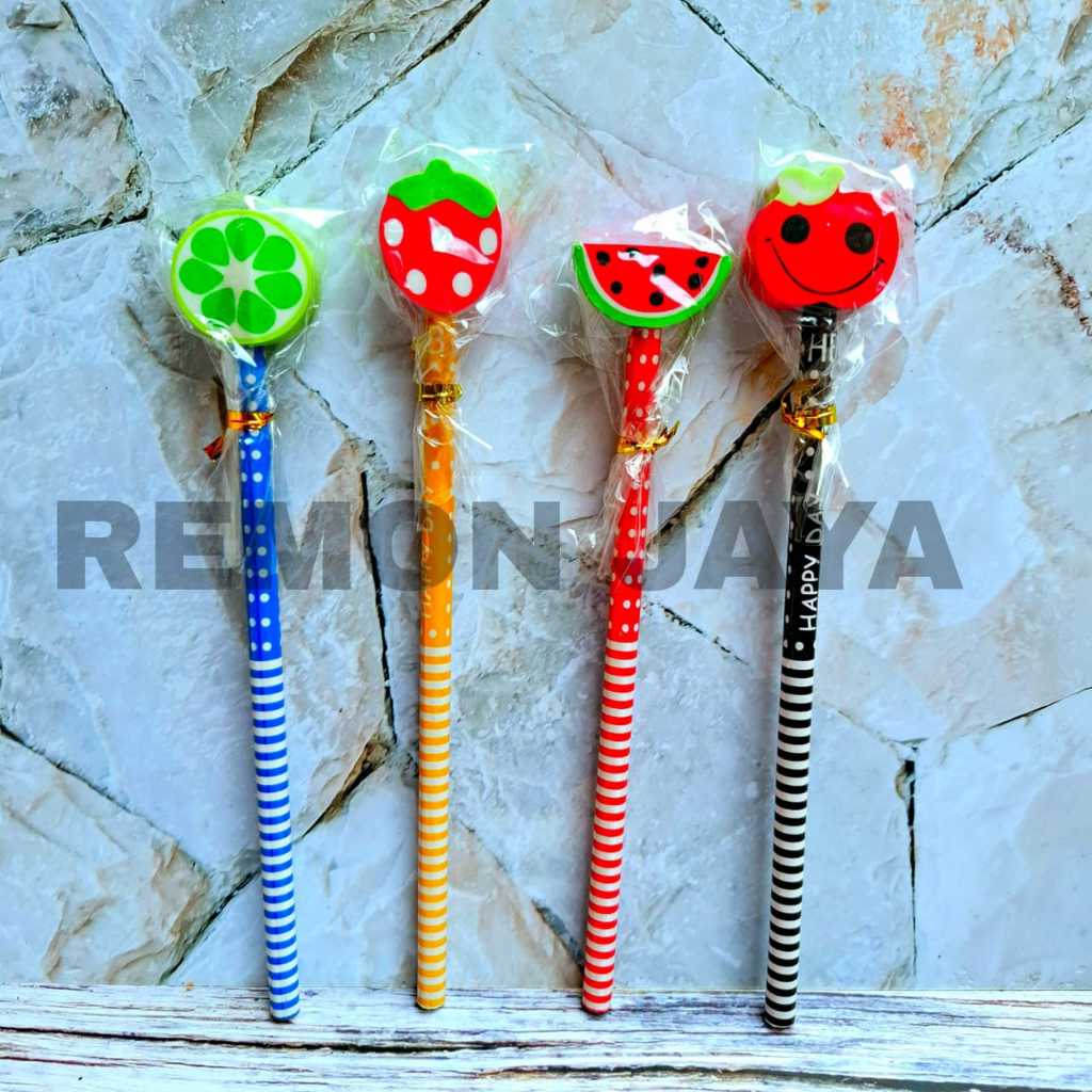 

(isi 6 /3 pcs pensil) PENSIL KARAKTER/ pensil set penghapus/ pensil lucu / pensil souvenir